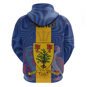 Sweat à capuche personnalisé Jour de l'Emancipation des Barbados, style drapeau national avec armoiries et carte, vente en gros, design Barbados - Product Image 4