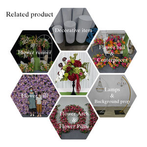 Bouquet de fleurs artificielles en soie rouge et verte, style jardin champêtre réaliste, centre de table pour mariage en extérieur - Product Image 5