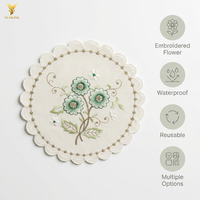 Sous-plats ronds personnalisés Ychon avec motif floral brodé, résistants à la chaleur, pour la décoration de restaurants occidentaux et de fêtes