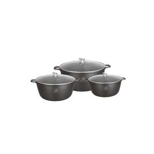 Set casseruole 3 pezzi 36 cm-40cm-44 cm pentole rivestite di smalto per fornelli a Gas per cottura casalinga scaldabalini con coperchio in vetro - Product Image 2