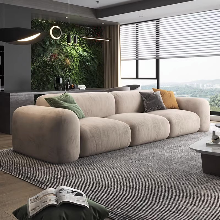 Nordic Luxury L Shape Living Room Sofa Furniture Floor Velvet 3 Seater