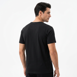 T-shirt à manches courtes pour homme, noir et blanc, style décontracté, col rond, tricoté, respirant, haute qualité, marque personnalisée OEM - Product Image 6