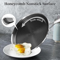 Panci Crepe Stainless Steel 11 inci, Lapisan sarang lebah Skillet datar Tawa doa Tortilla Omelet wajan, bebas PFOA,