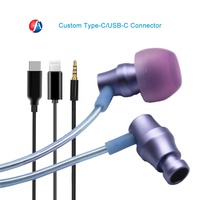 Casque filaire USB-C de type C Casque supra-auriculaire audio à commande de basses HD Casque d'écoute filaire en aluminium avec fil dans l'oreille Mini écouteur filaire