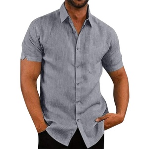 Áo Sơ Mi Nam Vải Lanh Trắng Guayabera Áo Cánh Cài Khuy Thường Ngày Áo Cổ Cuba Tay Ngắn Áo Hoạt Động Trang Trọng - Product Image 5