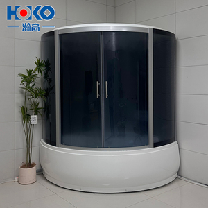Moderna Cabina Doccia Rotonda di Lusso con Bagno Turco e Sauna in Acrilico Vetro Temperato Telaio in Alluminio e Pannello di Controllo Quadrato - Product Image 5