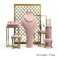 JINSKY-Présentoir à bijoux en velours rose, présentoir à bijoux en métal, pour boucles d'oreilles