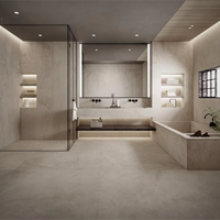 Dalle de pierre artificielle YUSHI beige, pierre frittée, finition mate, pour sol et mur de salle de bain
