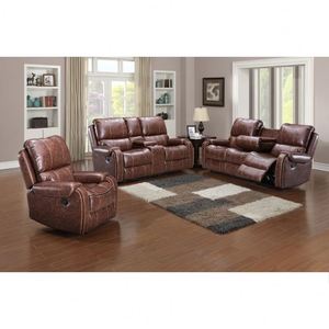 Elegante Juego de Sofás Reclinables Clásicos para Sala de Estar, Cuero Genuino con Diseño Tradicional, Color Personalizado, Cuero Sintético - Product Image 6