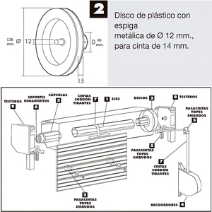 Disco frangivetro in plastica con punta metallica 136x40 mm. Cintura 14 mm. - Product Image 5