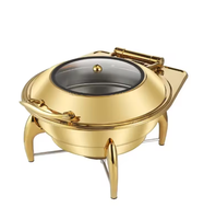 Nouveau design, chauffe-plat hydraulique de haute qualité en acier inoxydable doré pour hôtel, 6 l, usage commercial, facile à nettoyer, pour buffet