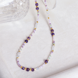 Collar de Cuentas Coloridas y Bonitas en Tonos Pastel, Cuentas de Piedra Natural y Cristal, Joyería Delicada de Primavera/Verano para Mujer - Product Image 6