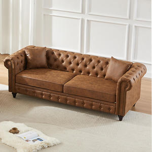 Juego de Sofás Chesterfield Americano Vintage, Tapizado, de 3 Plazas, en Terciopelo, para Apartamento, Villa, Hotel, Muebles de Sala de Estar - Product Image 2