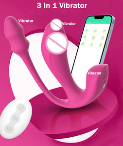 3 में 1 वाइब्रेटर डिल्डो और गुदा प्लग सेक्स खिलौने ऐप और रिमोट कंट्रोल वाइब्रेटर 6x6x6 मोड तितली पहनने योग्य पैंटी वाइब्रेटर - Product Image 3