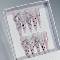 Tacana 10 autocollants pour ongles en plastique, motif dégradé, couverture complète, style français, tendance, noir sculpté, nail art de haute qualité