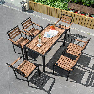 Simple Outdoor <strong>Tables</strong> <strong>and</strong> <strong>Chairs</strong> Water <strong>and</strong> Sun Resistant Iron <strong>and</strong> Wood Plastic Furniture Set for the <strong>Garden</strong> Milk Tea Shop - Product Image 3