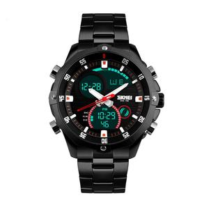 Montre pour homme OEM Skmei 1146 multifonctionnelle à grand cadran, bracelet en acier, couronne inclinée, montre électronique étanche, montre de sport pour étudiants - Product Image 3