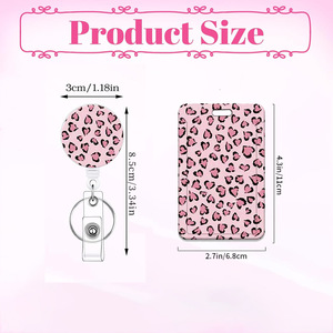In stock, retractable buckle leopard print card <b>holder</b> UV name tag/<b>ID</b> card <b>holder</b>/employee badge/student campus card/bus card - Product Image 2