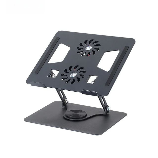 Metal Adjustable Laptop Stand 360 Degree Rotating Laptop Cooling Stand Foldable Laptop Riser Stand with Double Fans