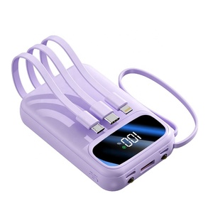 Power Bank all'ingrosso da fabbrica, grande capacità 20000mAh, 4 cavi integrati, cordino, supporto per telefono, ricarica rapida 2A, batteria Micro USB - Product Image 4