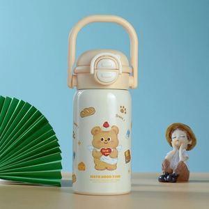 500Ml School Season Children's <b>Thermos</b> <b>Cup</b> Baby Double Drinking Pipette One-Button Open Lid Student Water Bottle With Handle - Product Image 2