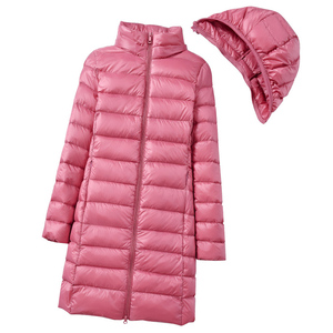 Casual Slim Remove Hood Vestes en duvet d'hiver pour femmes Veste en duvet à capuche <span class=keywords><strong>longue</strong></span> <span class=keywords><strong>Ultra</strong></span> légère et <span class=keywords><strong>chaude</strong></span> de couleur unie - Product Image 1