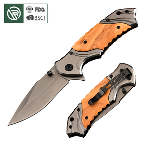 Couteau pliant Bochen X49 avec manche en bois d'olivier, lame à pointe tombante, couteau de poche pour la randonnée, le camping, la chasse, EDC - Product Image 1