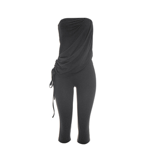 Viviblook D26JP142 Mono de una pieza para mujer, sexy, sin tirantes, con cordón ajustable, de color liso, estilo bodycon, para verano - Product Image 6