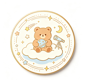 <b>Cute</b> <b>Bear</b> Enamel Coin Metal Craft Round Pin Moon and Star Cartoon Gift Decor - Product Image 1