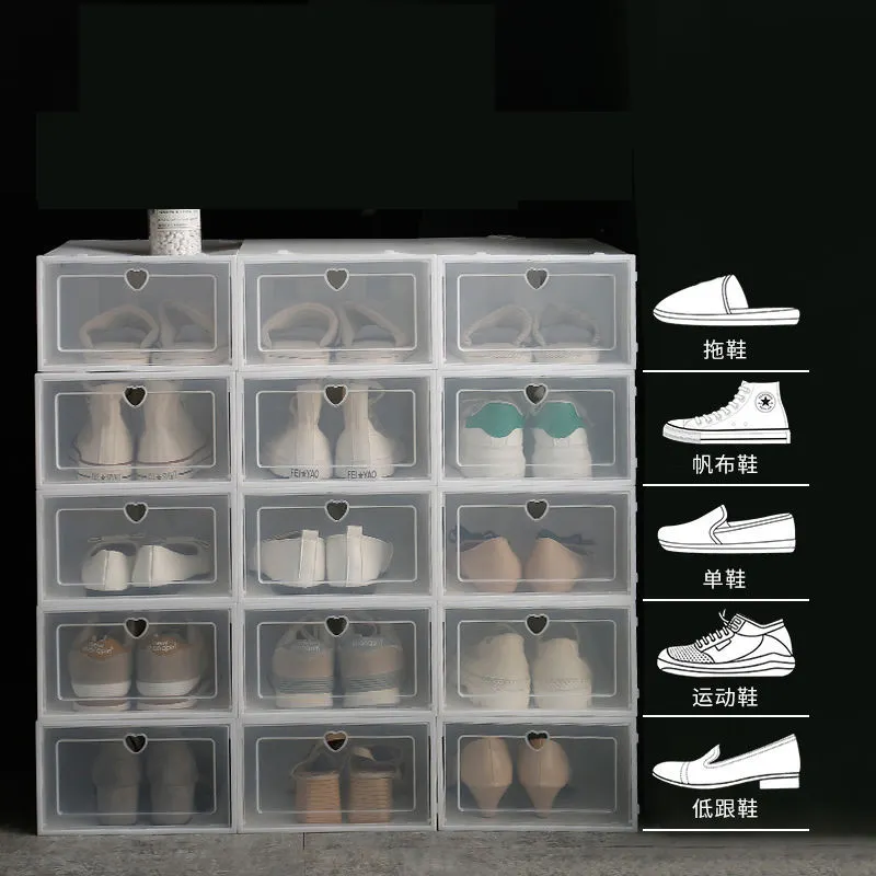 スニーカー用プラスチック靴オーガナイザーボックス卸売積み重ね可能透明靴箱プラスチック収納売れ筋