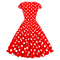 Robes à pois vintage pour femmes années 50 60 été manches courtes imprimées robes rétro