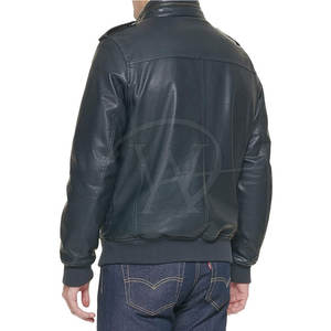 Chaqueta de cuero de talla grande de alta calidad, chaqueta de cuero para uso en exteriores, chaqueta de cuero para hombre con cuello levantado - Product Image 4