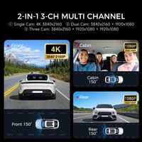 LINGDU V630 4K+1080P+1080P Cámara para Auto con GPS Integrado, Wifi, 3 Canales, Control por Voz, Supercondensador, Modo de Estacionamiento