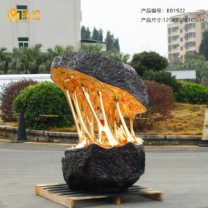 Изготовленная на заказ роскошная скульптура из стекловолокна с золотым покрытием, современное искусство для лобби отелей и коммерческих пространств, высококачественное украшение - Product Image 4