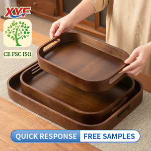 Bandeja de Madera Rectangular Redondeada Multifuncional de Diseño Europeo para Almacenamiento de Frutas, Alimentos, Postres y Refrigerios para el Hogar - Product Image 1