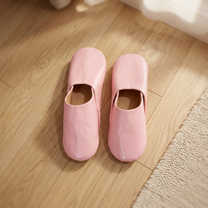 Chaussures plates pour femmes en cuir véritable rose, à bout pointu, légères, respirantes, tendance, pour l'intérieur, couleur unie, printemps - Product Image 3