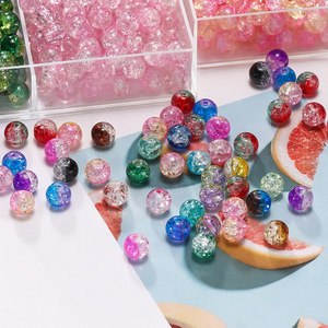 Perles de verre craquelé rondes de 10 mm pour la fabrication de bijoux, matériel de perlage artisanal DIY - Product Image 2