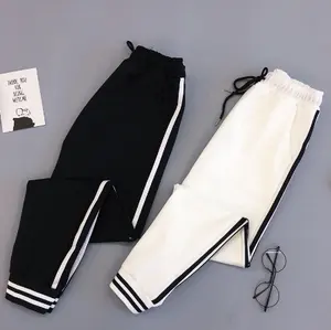 Pantalones deportivos de primavera para mujer, ropa de calle elástica informal, color negro
