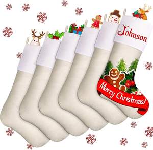 Calcetines Navideños Personalizados de Yute para Sublimación, Decoración Navideña para Colgar en el Árbol o Chimenea, Impresión por Transferencia de Calor DIY - Product Image 1