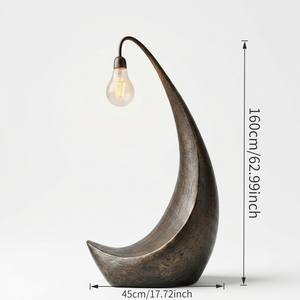 Lámpara de Mesa Escultural con Forma de Luna Creciente Abstracta, Estilo Industrial Wabi Sabi, Lámpara de Escritorio de Bronce Antiguo, Decoración Artística para el Hogar, Iluminación - Product Image 2