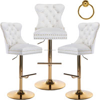 Vente en gros tabouret haut moderne et luxueux en acier inoxydable avec dossier pivotant chaise de bar en velours chaise de comptoir de bistro pour meubles de bar à domicile
