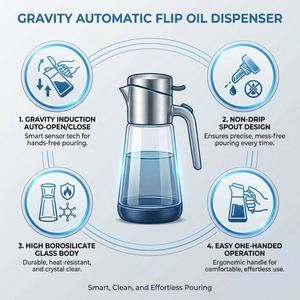 Bouteille Distributrice d'Huile à Bascule Automatique par Gravité – Bouteille en Verre Anti-Fuite pour Vinaigre – Pot à Sauce Soja Anti-Goutte - Product Image 2