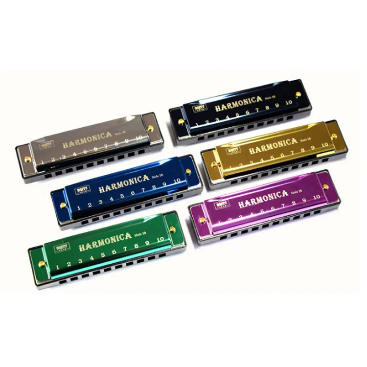 Harmonica Harmonica หีบเพลงปาก10รู,เครื่องดนตรีสำหรับผู้เริ่มต้นสอนเล่นพิณเรซิ่นแกนทองแดง