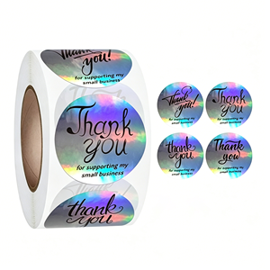 Etiquetas Adhesivas Personalizadas con Láser Iridiscente, Rollo de Etiquetas Redondas Impermeables para Empaquetar Regalos de Pequeñas Empresas - Product Image 3