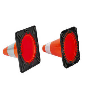 Cône de signalisation en caoutchouc haute visibilité de 36 pouces avec base noire Cône d'avertissement de circulation en PVC de 90cm - Product Image 1