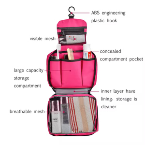 High Quality Custom <b>Waterproof</b> Oxford Toiletry Travel <b>Bag</b> Hanging Organizer Toiletry Makeup Travel <b>Bag</b> with Hanger - Product Image 5