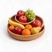 Rieten dienblad handgeweven natuurlijk rond dienblad Boho rustieke woonkamer fruit snack opbergbak huisdecoratie OEM ODM op maat S M L