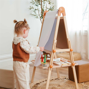 Caballete Magnético de Doble Cara, Caballete de Arte Ajustable de Madera para Niños con Rollo de Papel - Product Image 3