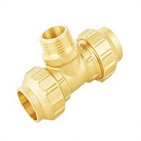 Raccord en T mâle à compression évasé forgé OMANS D12107 avec surface lisse, diamètre des trous de montage 1/2" 3/4" 1", garantie 5 ans
