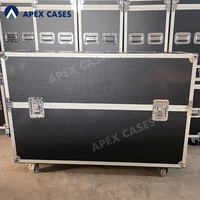 APEX CASES OEM 55" Heavy Duty Storage Dual Screen LED LCD Plasma Flight Case 3-Year Warranty Heavy Duty Castors Fireproof Lining